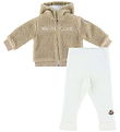 Moncler Sæt - Fleecejakke/Leggings - Brun/Hvid