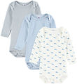 Petit Bateau Body l/æ - 3-pak - Blå/Hvid