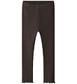 Name It Leggings - Rib - NmfLalla - Seal Brown m. Hulmønster