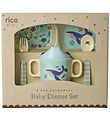 Rice Spisesæt - Melamin - 4 Dele - Blå Ocean Print