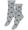 Fuzzies Strømper - 2-Pak - Light Grey m. Sorte Sløjfer