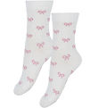 Fuzzies Strømper - 2-Pak - Hvid m. Rosa Sløjfer
