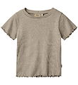 Wheat T-shirt - Rib - Alicia - Gravel Melange