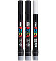Posca Tuscher m. Pensel-spids - PCF-350 - 3 stk. - Hvid/Sort