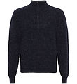 Grunt Bluse - Half Zip - Strik - GrTone - Navy Melange