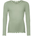 Rosemunde Bluse - Rib - Balta - Abbey Stone m. Blonder