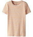 Name It T-shirt - Rib - NkfSuraja - Orange Chiffon/Bright White