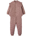 Name It Termotøj m. Fleece - NmfMoon - Woodrose m. Glitter