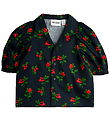 Mini Rodini Skjortebluse - Sort m. Tyttebær