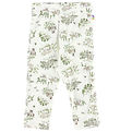 Joha Leggings - Uld/Silke - Off White m. Træer