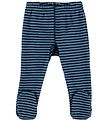 Joha Leggings m. Fødder - Uld - Blå m. Striber