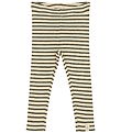 Petit Piao Leggings - Rib - Modal - Green Leaf/Off White