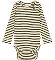 Petit Piao Body l/æ - Rib - Modal - Green Leaf/Off White
