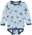 Joha Body l/æ - Uld/Bambus - Lyseblå m. Flyvemaskiner
