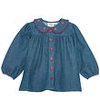 Flöss Bluse - Vilma - Denim - Mid Blue Strawberry