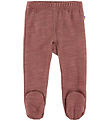 Joha Leggings m. Fødder - Uld/Bambus - Mrk. Rose