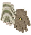 Konges Sløjd Handsker - Uld/Akryl - Filla - 2-pak - Lemon/Stripe