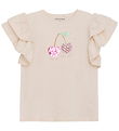 Minymo T-shirt - Sandshell m. Kirsebær