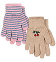 Konges Sløjd Hansker - Uld/Akryl - 2-pak - Cherry/Stripe