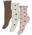 Name It Strømper - 3-pak - Rib - NmfNetti - Peppercorn/Burnished