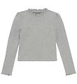 Creamie Bluse - Rib - Light Grey Melange