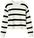 Name It Bluse - Strik - NkfVnilla - Cloud Dancer/W. BLACK STRIPE