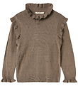 Fliink Bluse - Strik - Fame - Pine Bark m. Hulmønster
