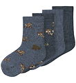 Name It strømper - 4-pak - Uld/Bomuld - NmmWak - Folkstone Gray/