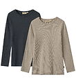 Wheat Bluse - Rib - 2-pak - Stig - Navy/Beige