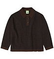 FUB Polobluse - Strik - Uld - Checked - Mocca/Dark Navy