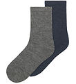 Name It Strømper - 2-pak - Uld/Bomuld - NkmWak - Dark Grey Melan