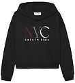 Calvin Klein Hættetrøje - Cropped - NYC Graphic - CK Black