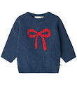 That's Mine Bluse - Strik - Nasha - Key Blue/Rød Sløjfe