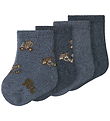 Name It Strømper - Uld/Bomuld - 4 pak - NbmWak - Folkstone Gray/