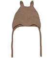 Huttelihut Babyhjelm m. Ører - Alpakauld - Strik - Camel Melange