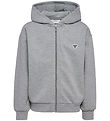 Hummel Cardigan - HmlJR Loose Zip - Gråmeleret m. Logo