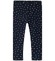 Name It Leggings m. Fleece - NmfDavina - Dark Sapphire/Heart AOP