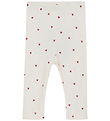 Minymo Leggings - Rib - Eggnog m. Hjerter