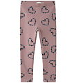 Name It Leggings m. Fleece - NmfOlukria - Toadstool m. Hjerter