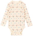 Konges Sløjd Body l/æ - Rib - Minnie - Fleur Decor m. Hulmønster