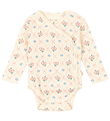Konges Sløjd Body l/æ - Rib - Minnie - Fleur Decor m. Hulmønster