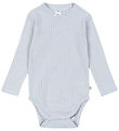 Konges Sløjd Body l/æ - Rib - Minnie - Gray Dawn m. Hulmønster