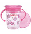 Nuby Drikkekop m. Hndtag - 240ml - Pink m. Print