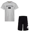 Nike Shortssæt - T-shirt/Shorts - Swoosh - Sort/Grå