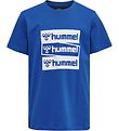 Hummel T-shirt - hmlKarlo - Lapis Blue m. Hvid