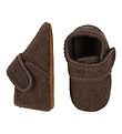 Melton Hjemmesko - Uld Slippers m. Velcro - Denver Melange