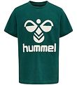 Hummel T-Shirt - hmlTres T-Shirt s/s - Deep Teal m. Logo