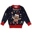 Jule-Sweaters Bluse - Cute Cookie Man - Strik - Blå