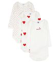 Petit Bateau Body l/æ - 3-pak - Hvid m. Hjerter