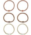 Kknekki Hårelastikker - 6-Pak - Slim - Brun/Beige/Guld